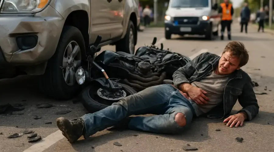 Motociclista ferido em acidente no Bairro Santa Cecília