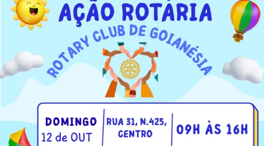 Rotary Club de Goianésia promove Ação Rotária neste domingo com atendimentos gratuitos e dia de solidariedade