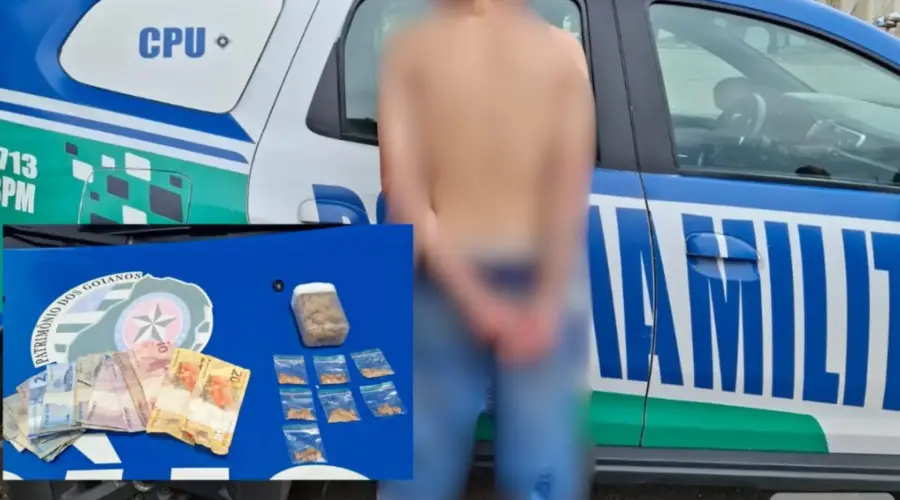 Suspeito de tráfico de drogas é preso duração ação policial no Feirão do Nova Aurora